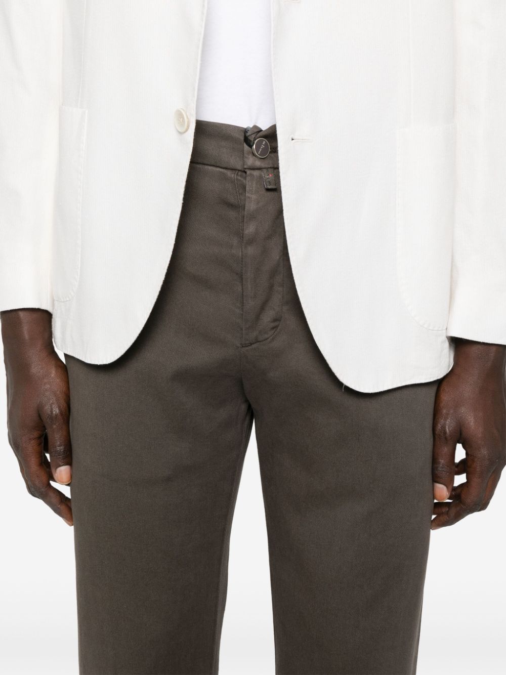 Shop Kiton Drawstring-waist Tapered Trousers In Braun
