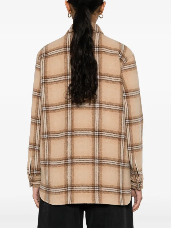 ISABEL MARANT Faxona check coat women Recycled Wool Polyamide Cotton 34 Brown