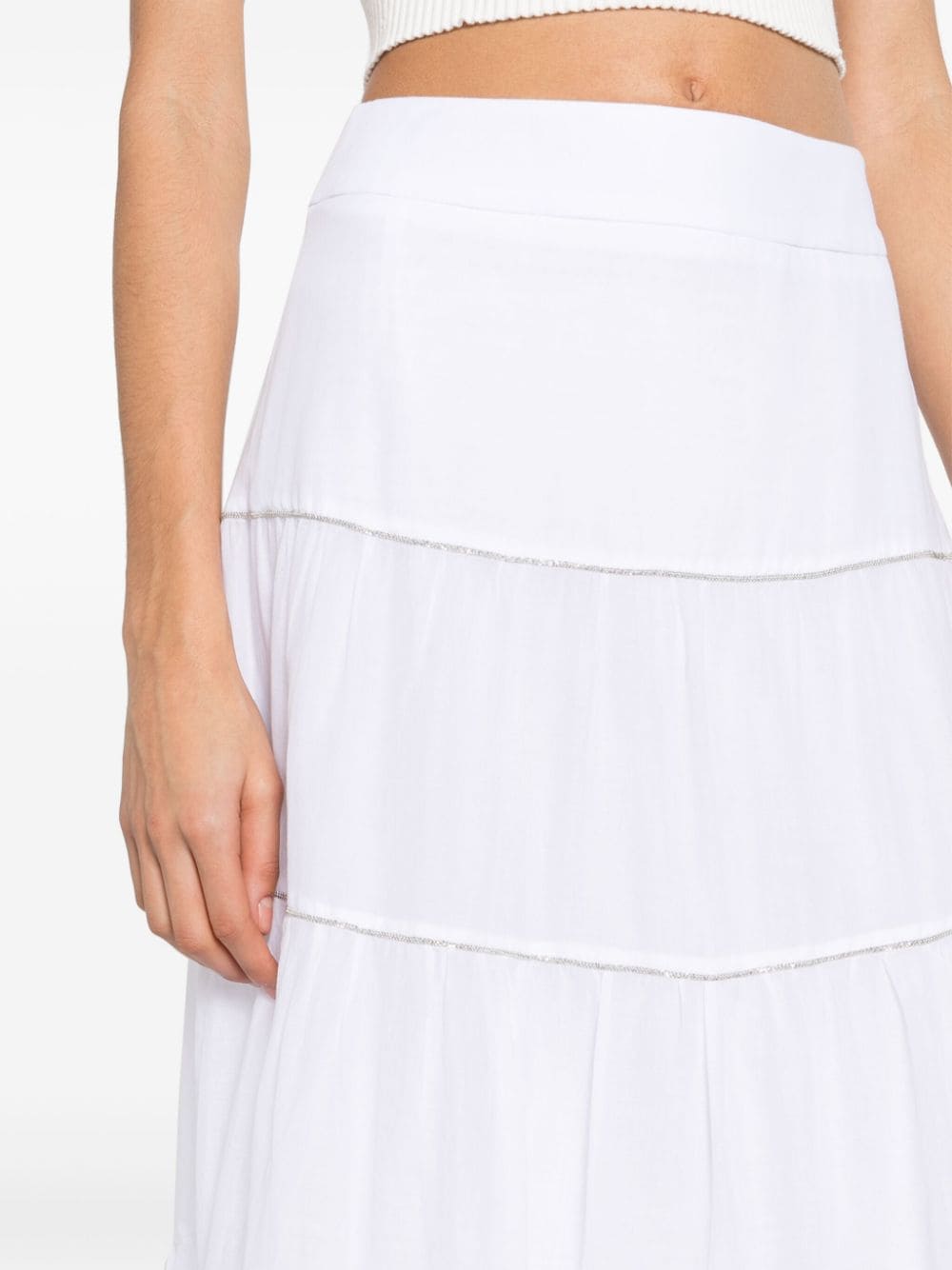 Shop Peserico Beaded Maxi Skirt In White
