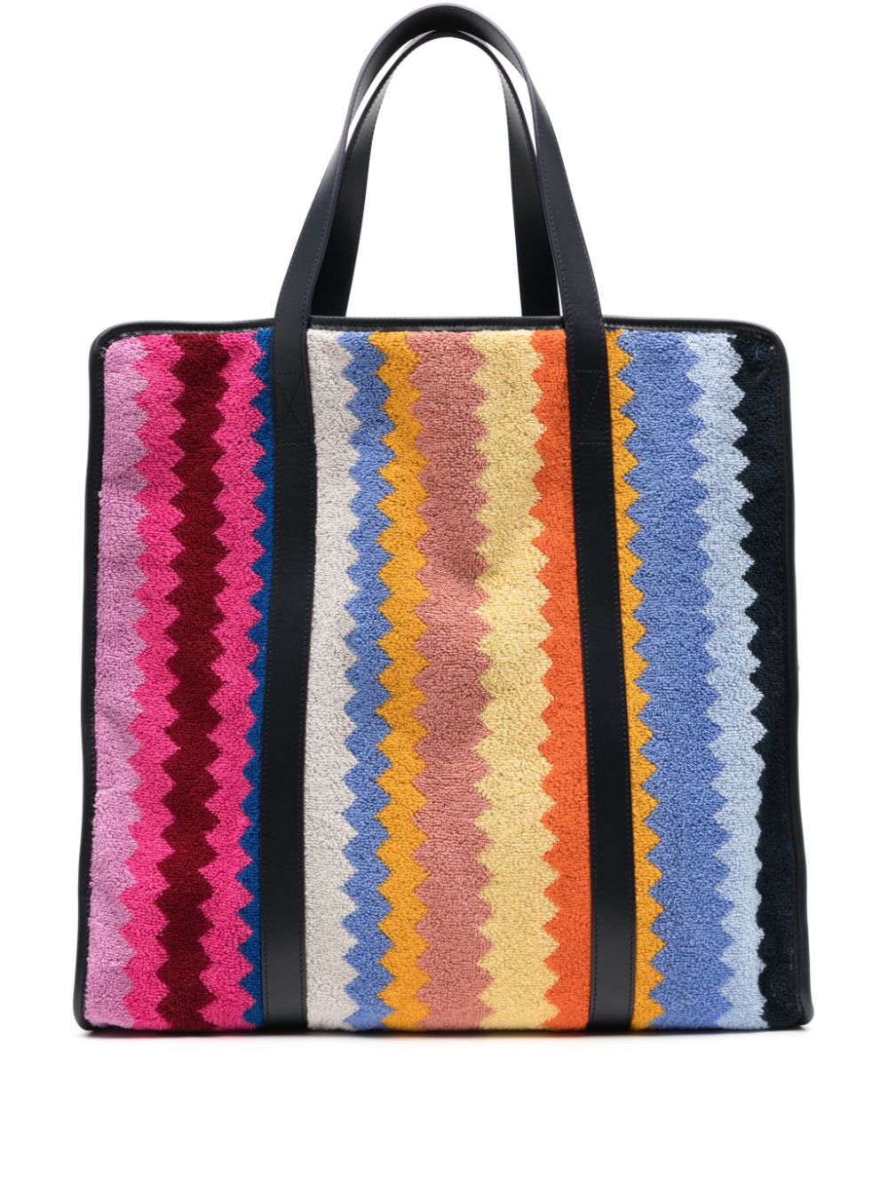 Shop Missoni Zigzag Cotton Tote Bag In Blue