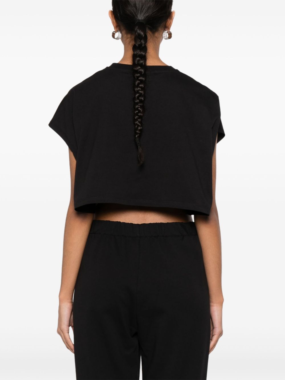 Shop Chiara Ferragni Studded-logo Cropped T-shirt In Black