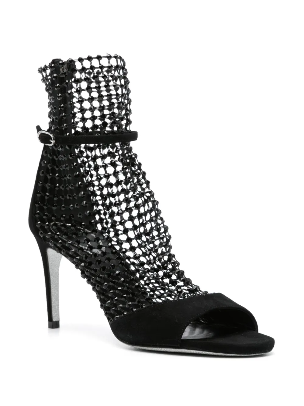 Shop René Caovilla Galaxia 80mm Crystal Sandals In 黑色