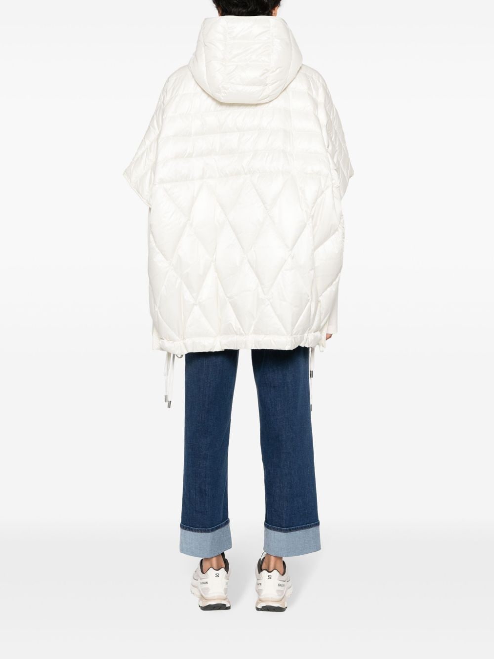 Shop Peserico Bead-embellished Hooded Padded Cape In Neutrals