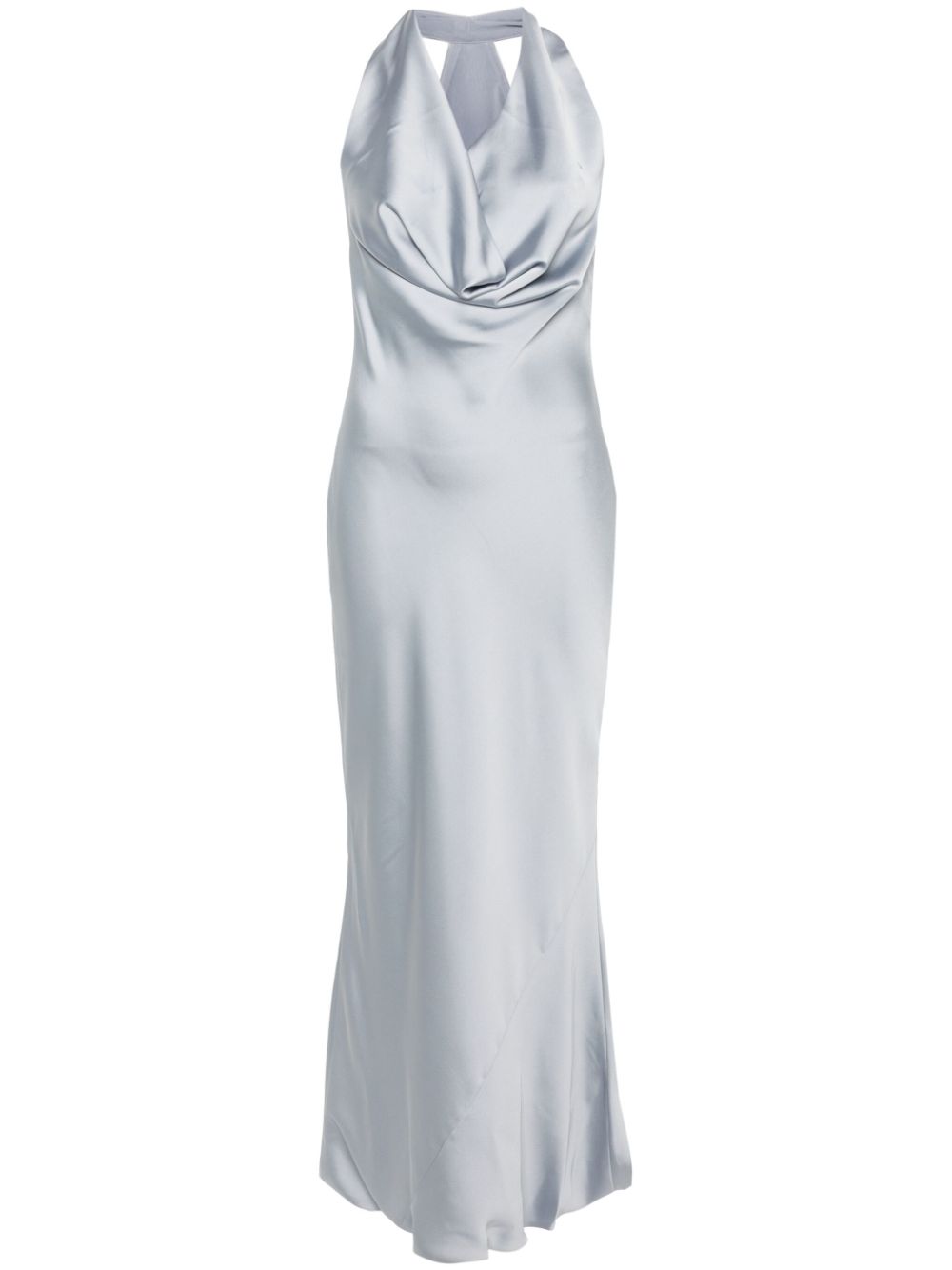 Norma Kamali halterneck crepe maxi dress - Silver