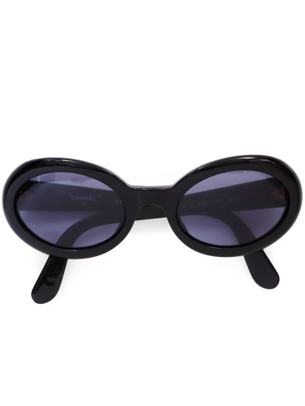 CHANEL Pre-Owned CC oval-framed sunglasses – Black