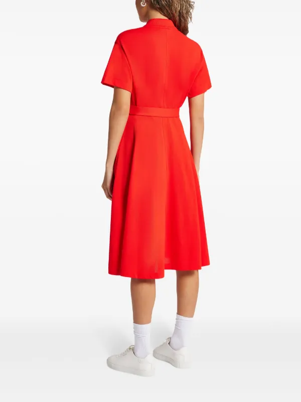 Lacoste logo patch Belted cotton pique Polo Dress Red FARFETCH TR