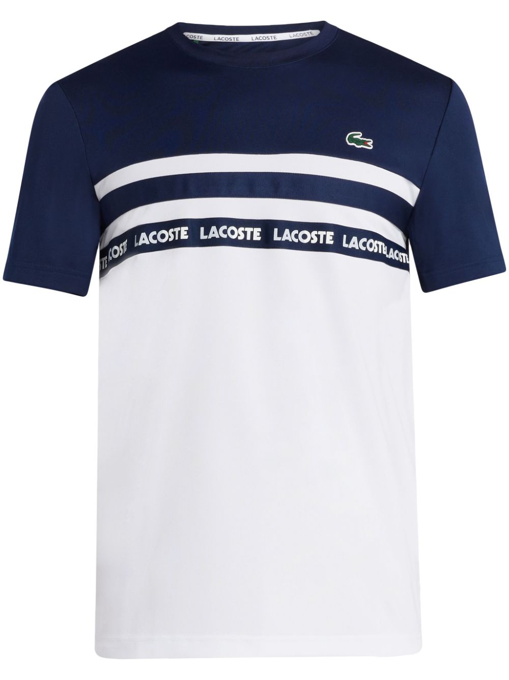 Lacoste Logo-trim Striped T-shirt In White