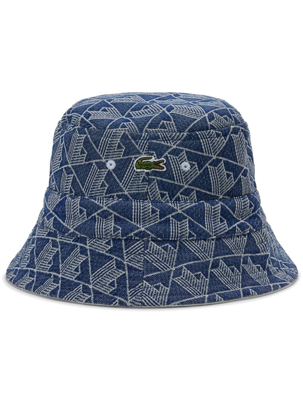 Lacoste Logo-jacquard Denim Bucket Hat In Blue