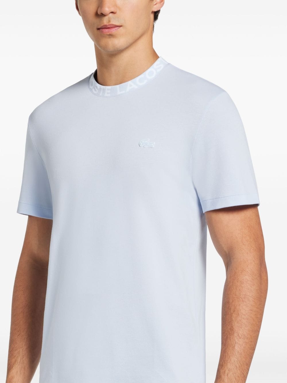 Shop Lacoste Logo-collar Cotton Piqué T-shirt In Blue