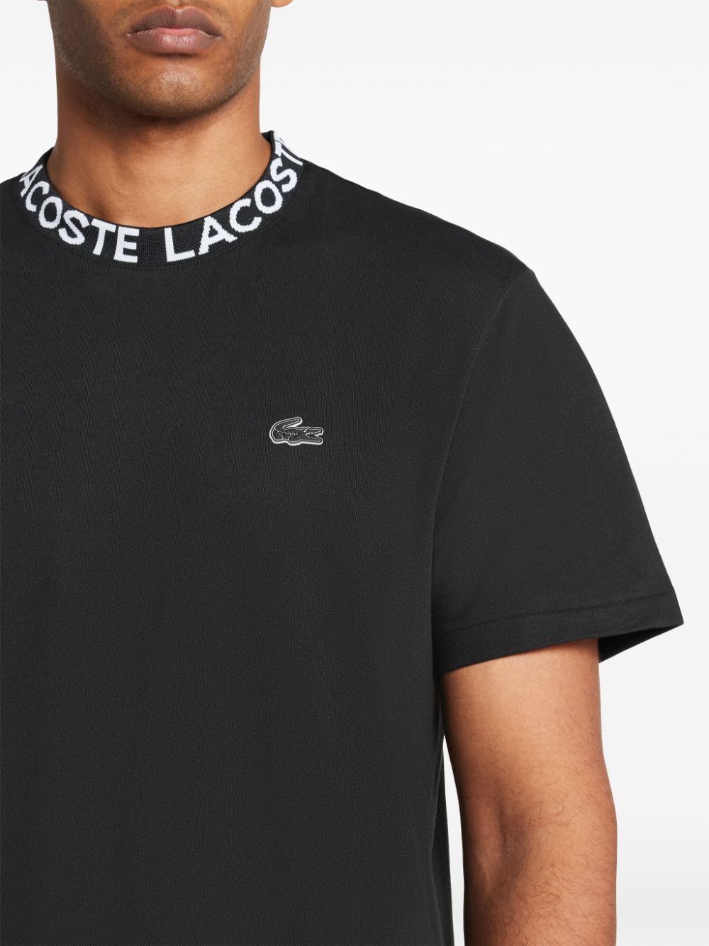 Lacoste Katoenen piqué T-shirt met logokraag Zwart
