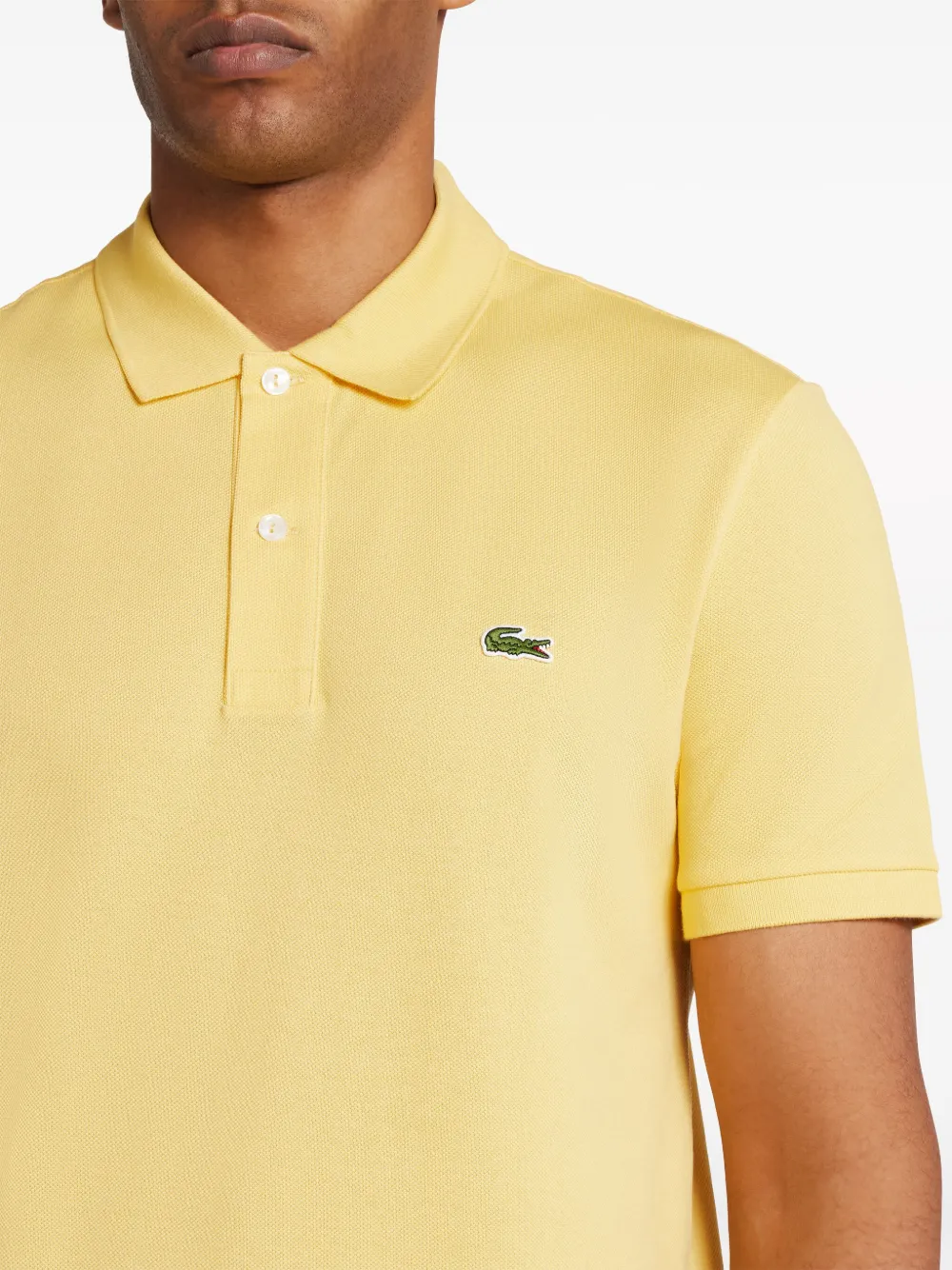 Shop Lacoste Logo-embroidered Cotton Polo Shirt In Yellow