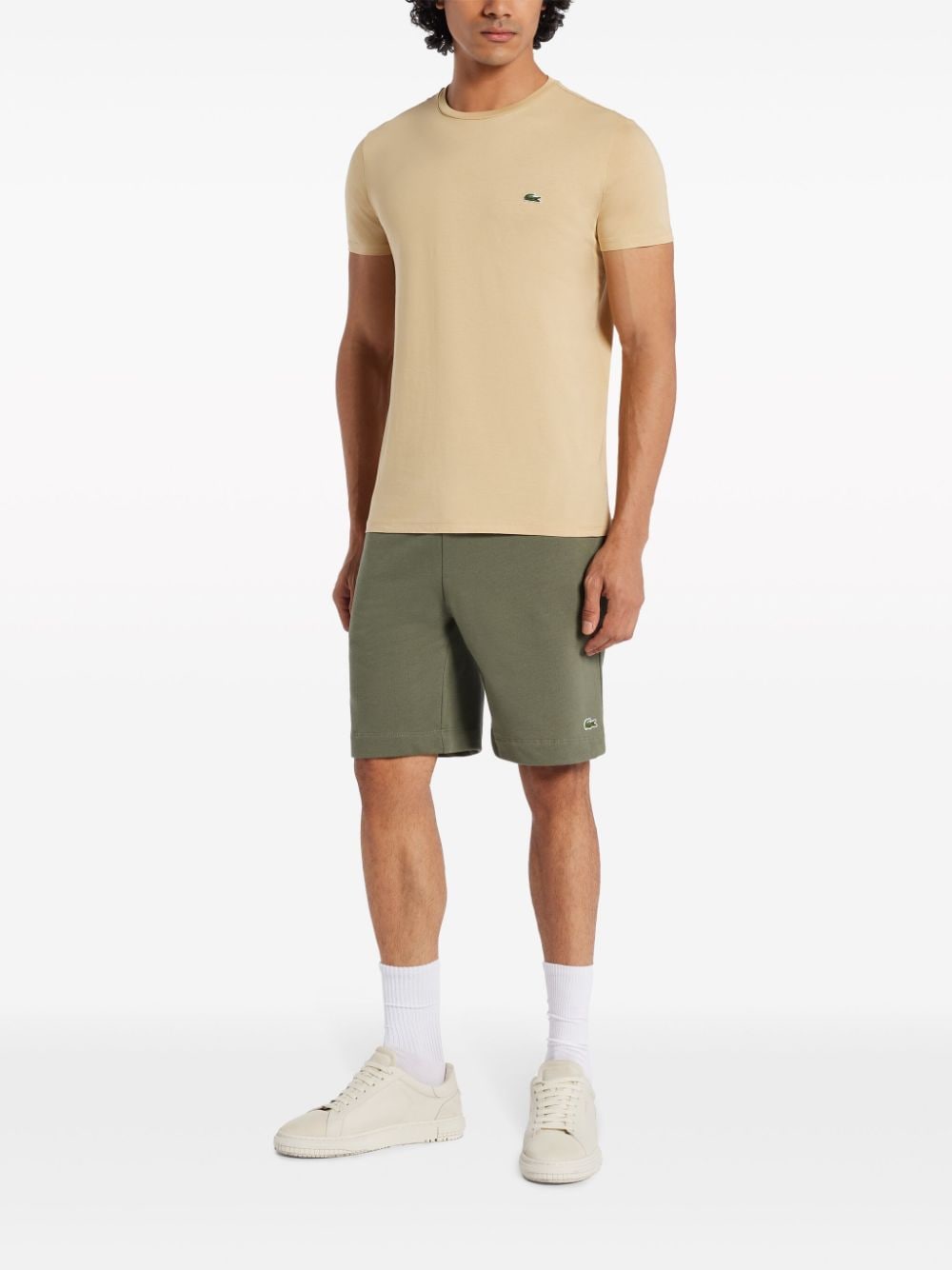 Lacoste logo-patch cotton-blend track shorts - Groen