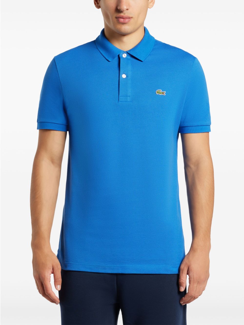 Shop Lacoste Logo-embroidered Cotton Polo Shirt In Blue