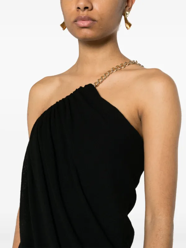 Chloé one-shoulder Wool Midi Dress Black FARFETCH IN