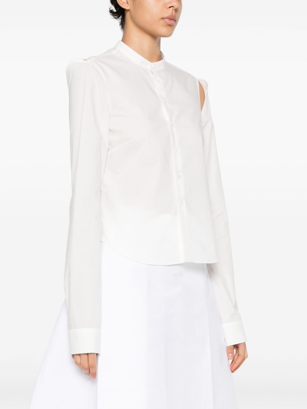 Shop Mm6 Maison Margiela Cut-out Cotton Shirt In White