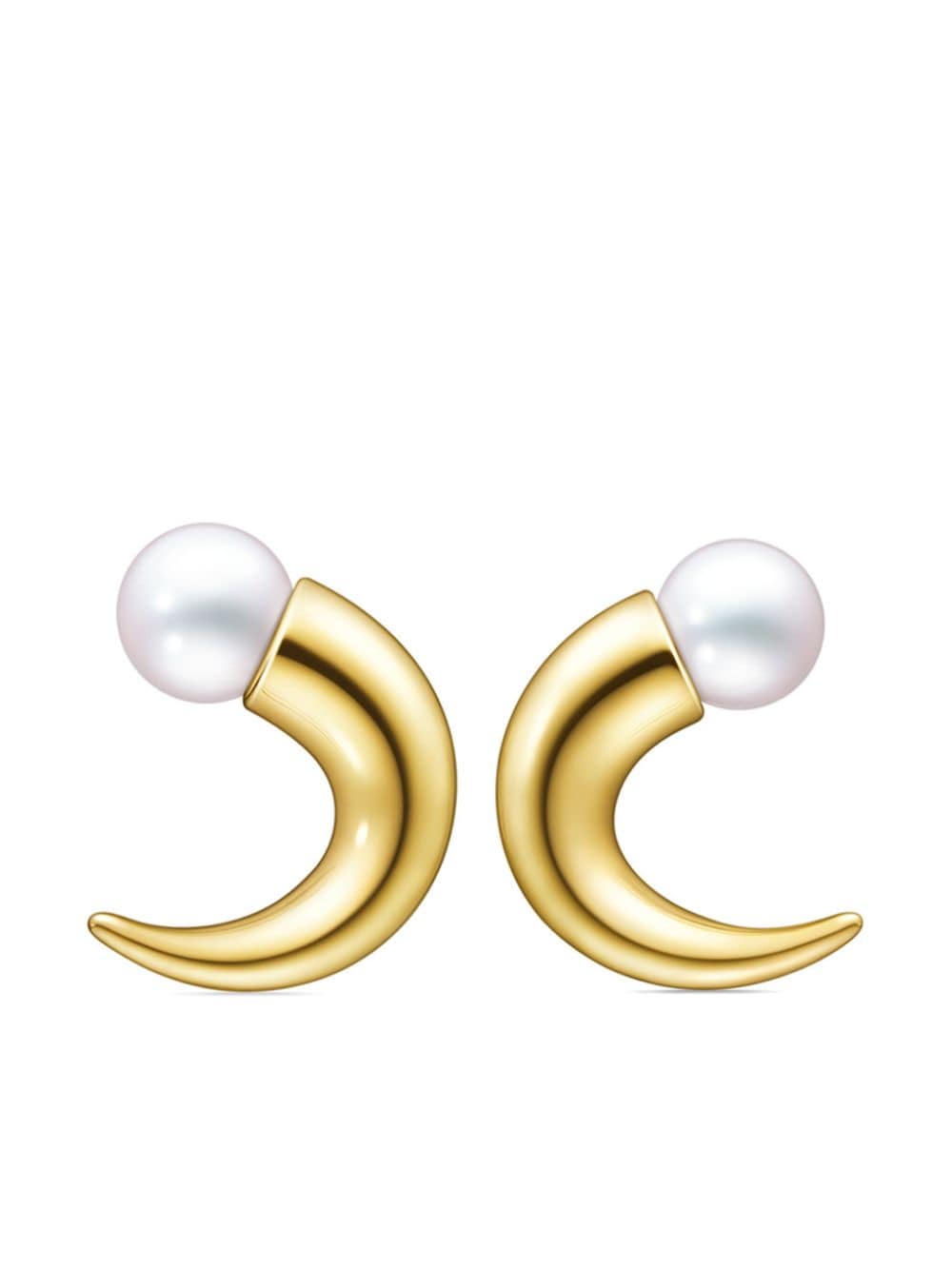 Tasaki 18kt Yellow Gold Collection Line Danger Horn Pearl Earrings