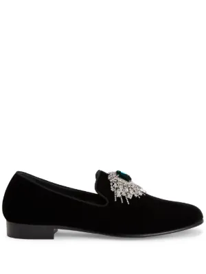Giuseppe Zanotti Black Velvet & Leather Jewel Loafers Giuseppe Zanotti Men main image 4