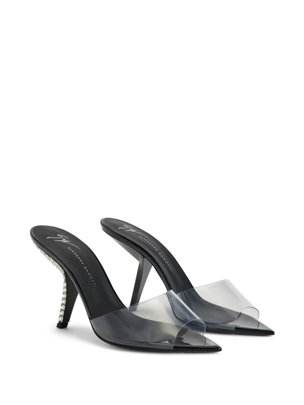 Giuseppe Zanotti Mystero 90 mm doorzichtige muiltjes Zwart