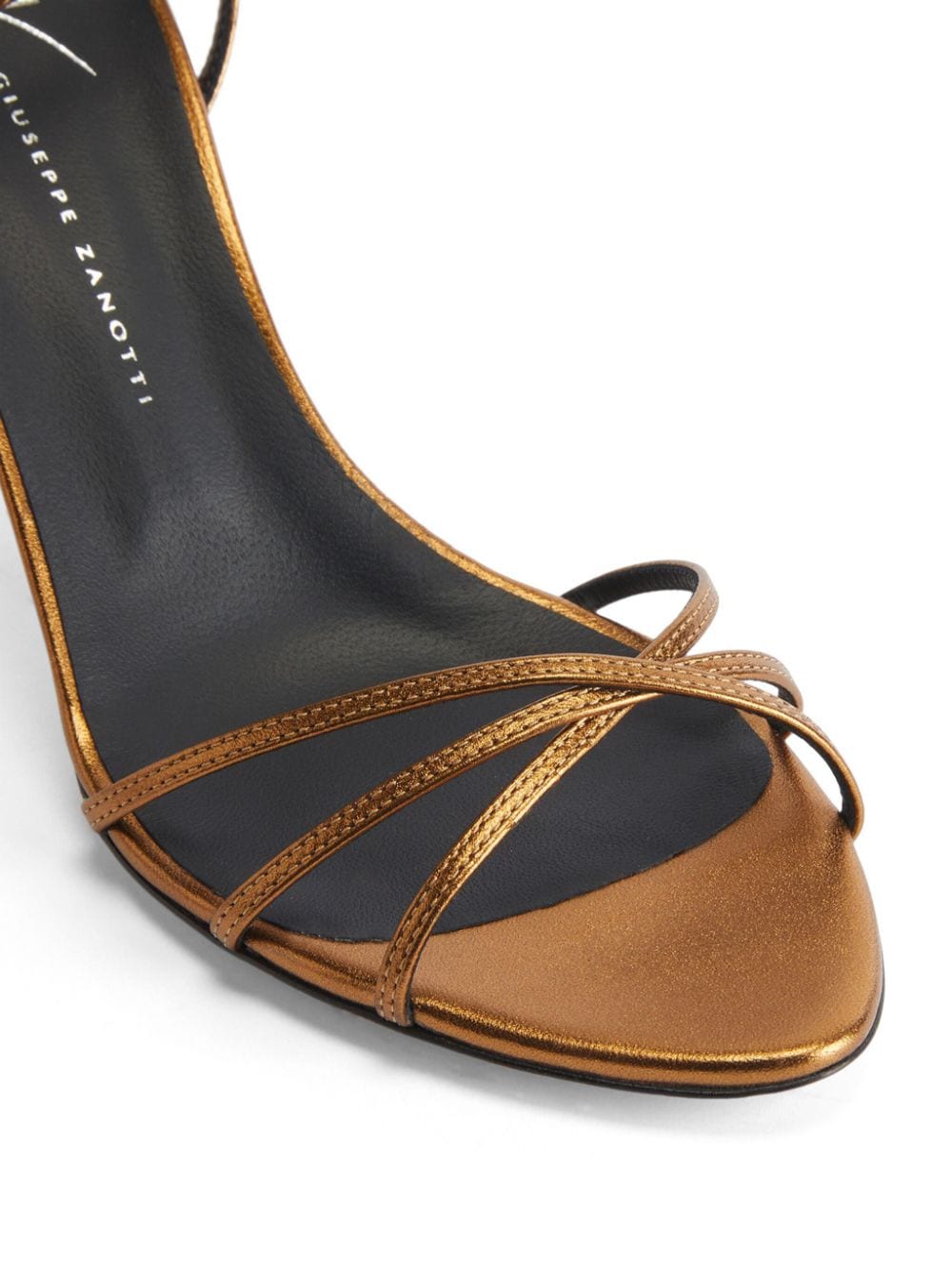 Shop Giuseppe Zanotti Amiila Metallic-leather Sandals In Brown