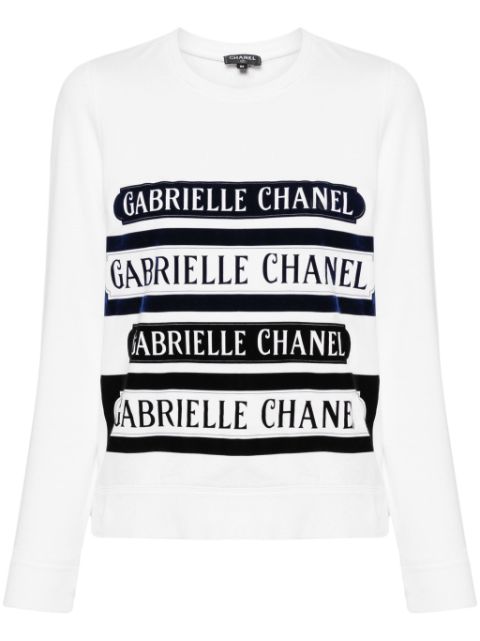 HOT SALE CHANEL 2000s logo-print cotton sweatshirt Women