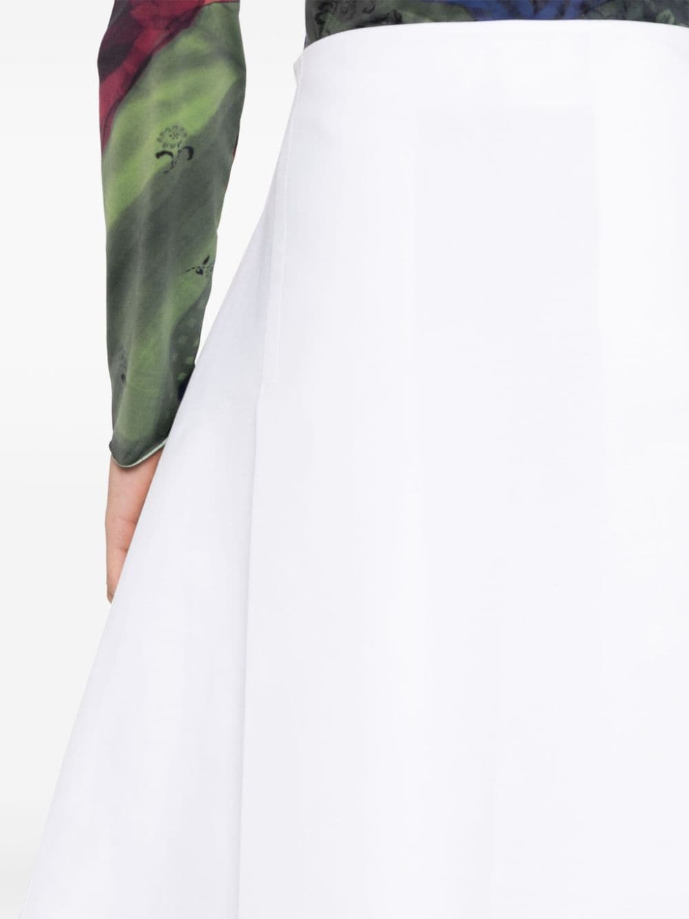 Shop Marni Pleat-detail Cotton Midi Skirt In White