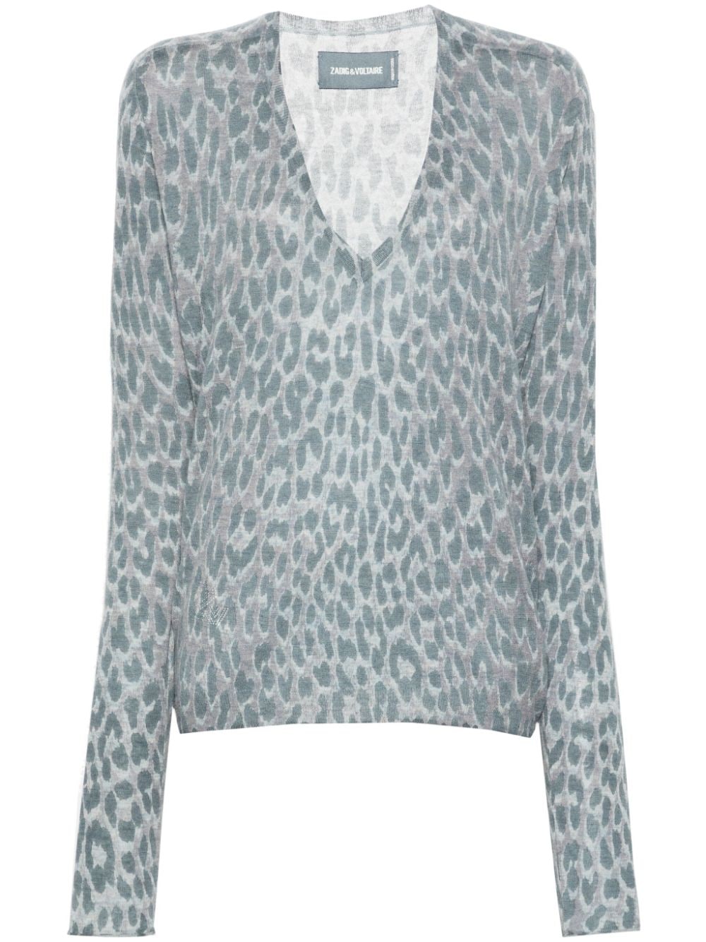 Zadig & Voltaire Leopard-print Cashmere Jumper In Grey