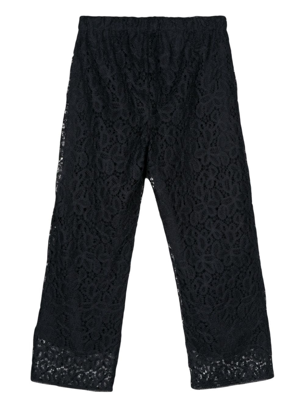 Shop Marina Rinaldi Guipure-lace High-waisted Trousers In 黑色