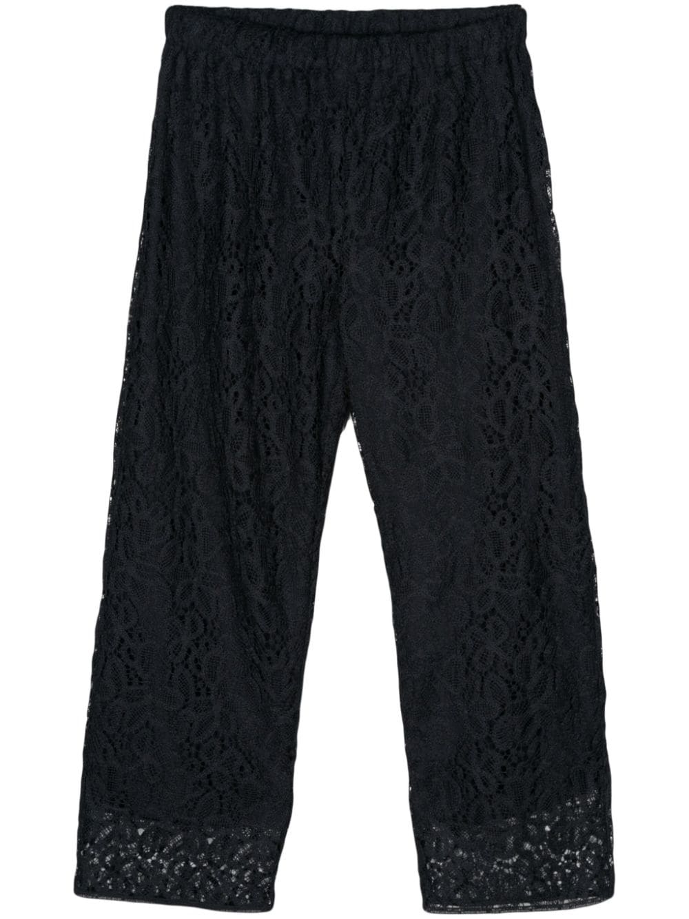 Marina Rinaldi Guipure-lace High-waisted Trousers In 黑色