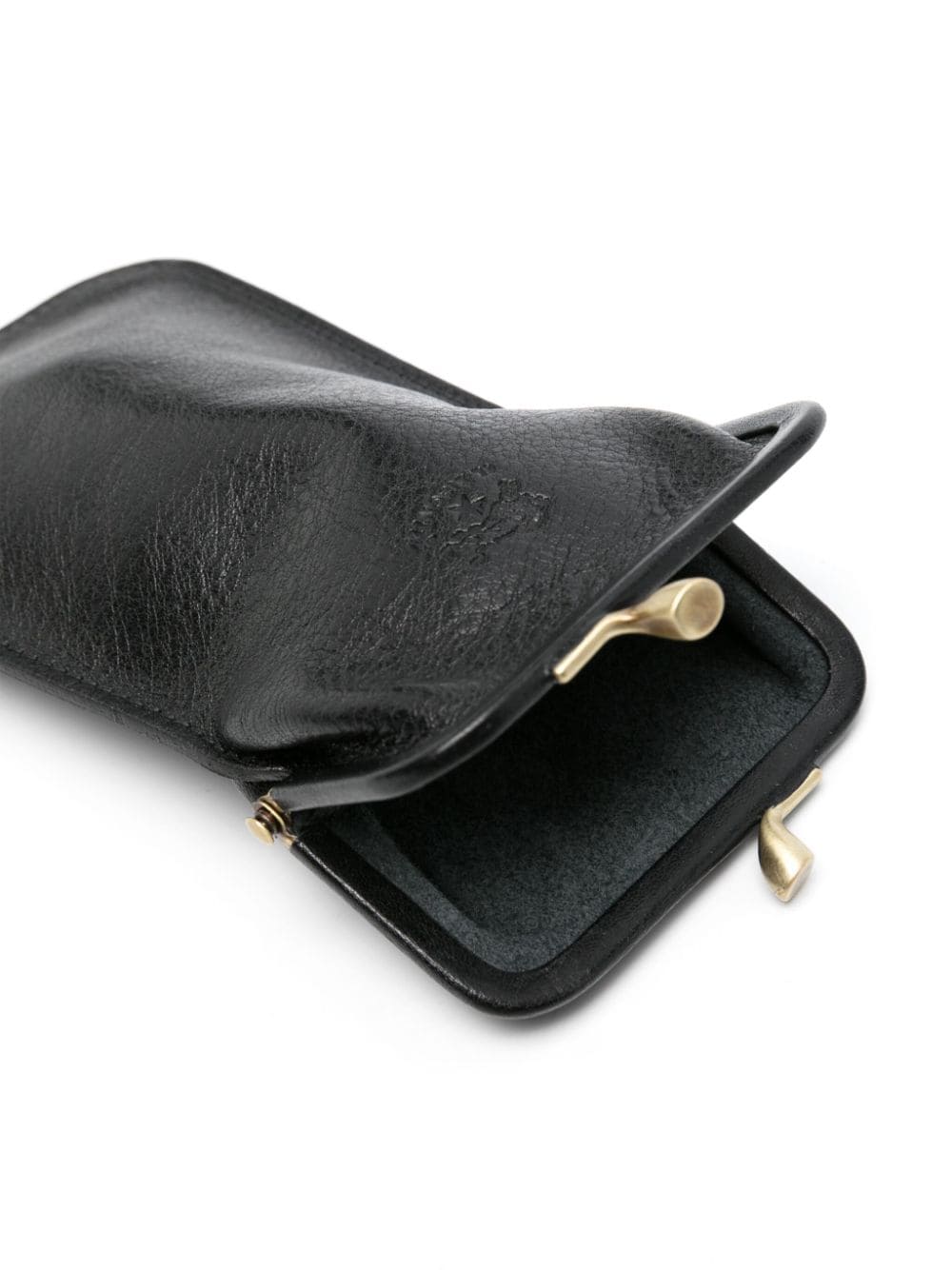 Shop Il Bisonte Logo-debossed Leather Case In Black