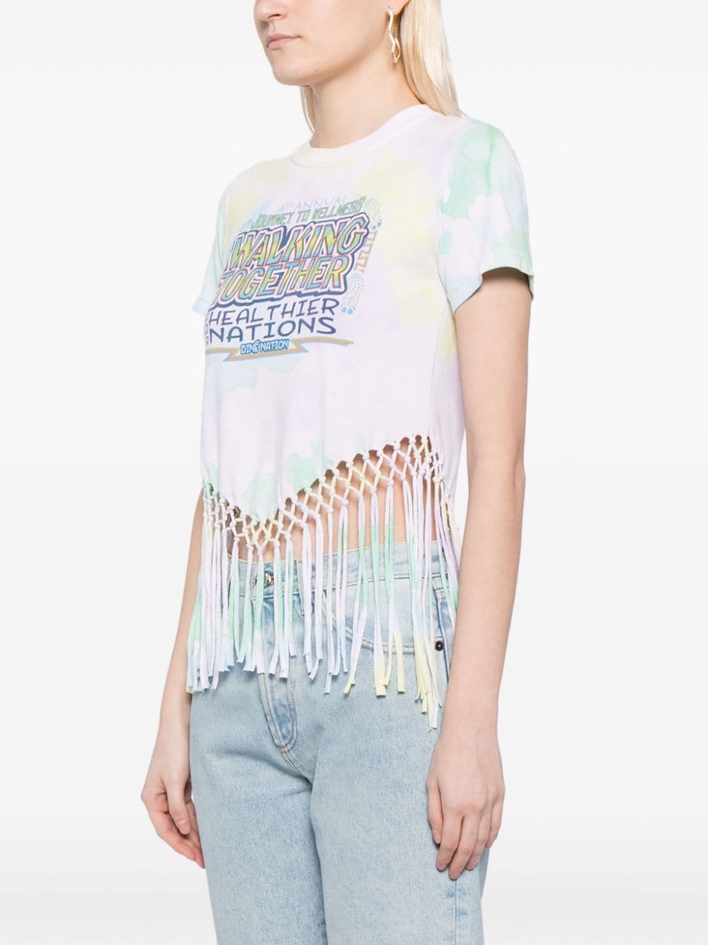 Shop Conner Ives Tie-dye Macramé T-shirt In Multicolour