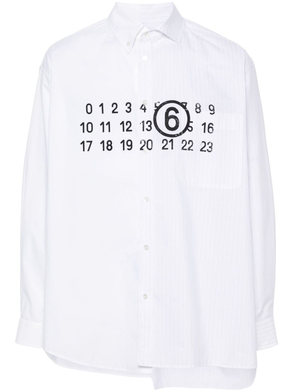 Mm6 Maison Margiela Logo Print Cotton Poplin Shirt In White