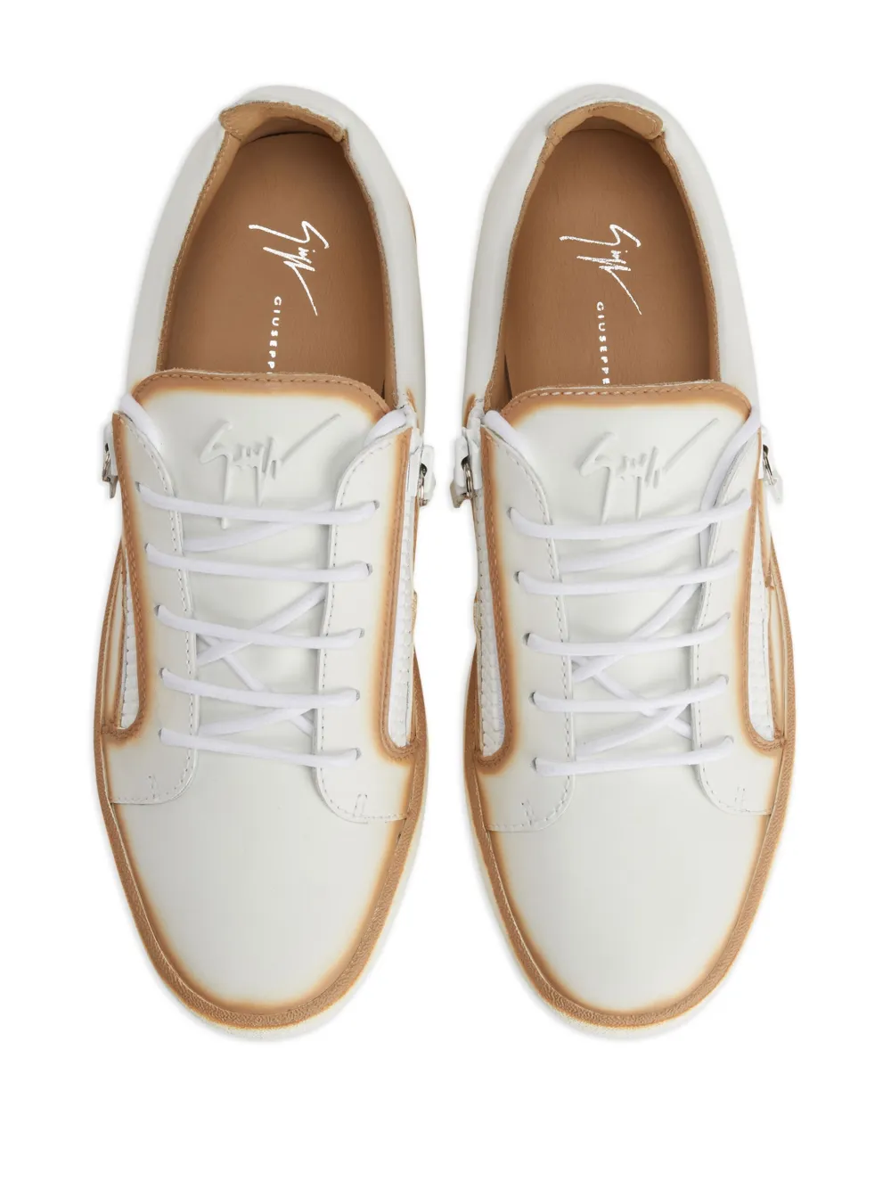 Shop Giuseppe Zanotti Frankie Seam-detail Low-top Sneakers In White