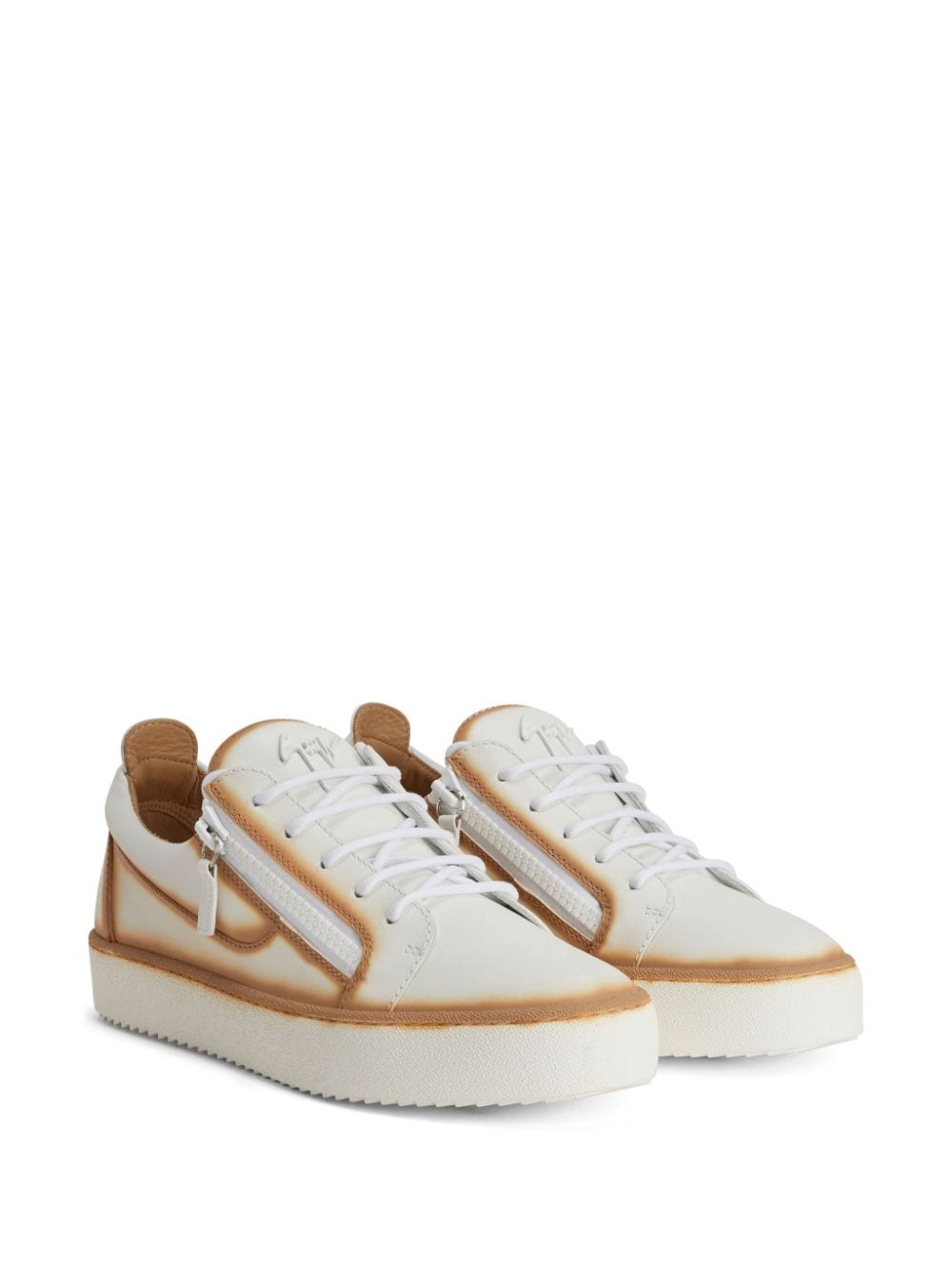 Shop Giuseppe Zanotti Frankie Seam-detail Low-top Sneakers In White