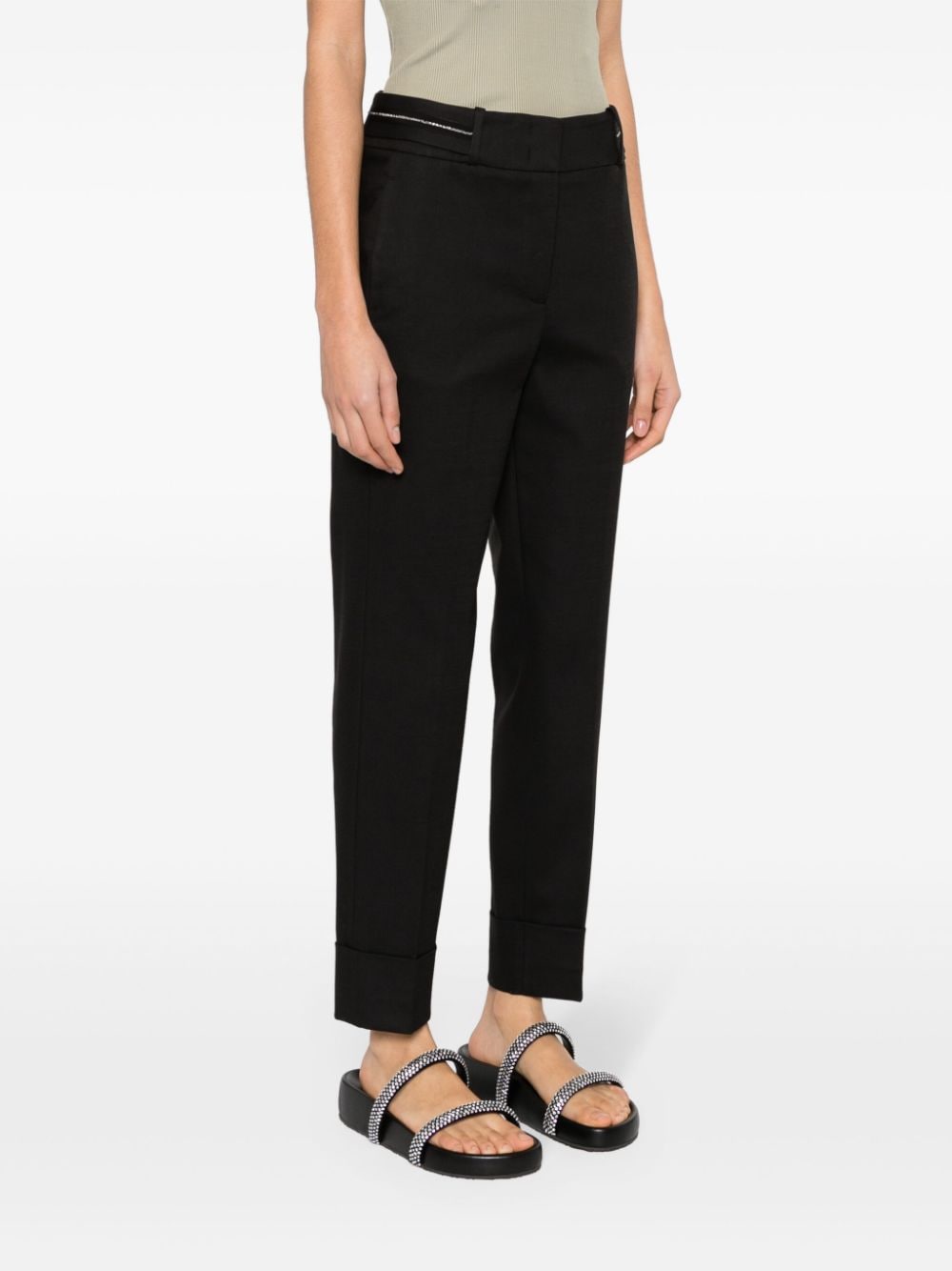Shop Peserico Chain-detail Tailored Trousers In Black