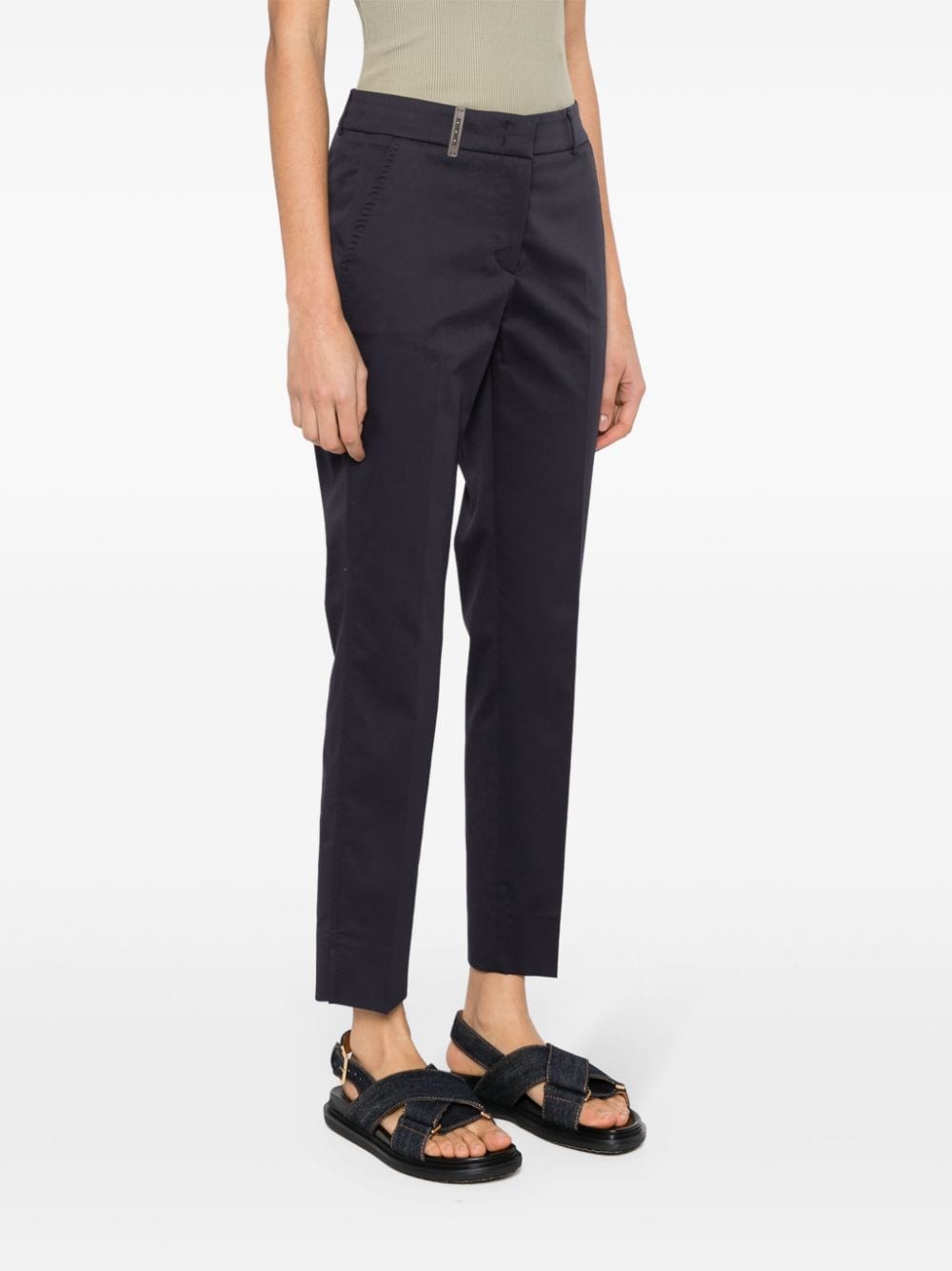 Shop Peserico 4718 Tailored Trousers In Blue