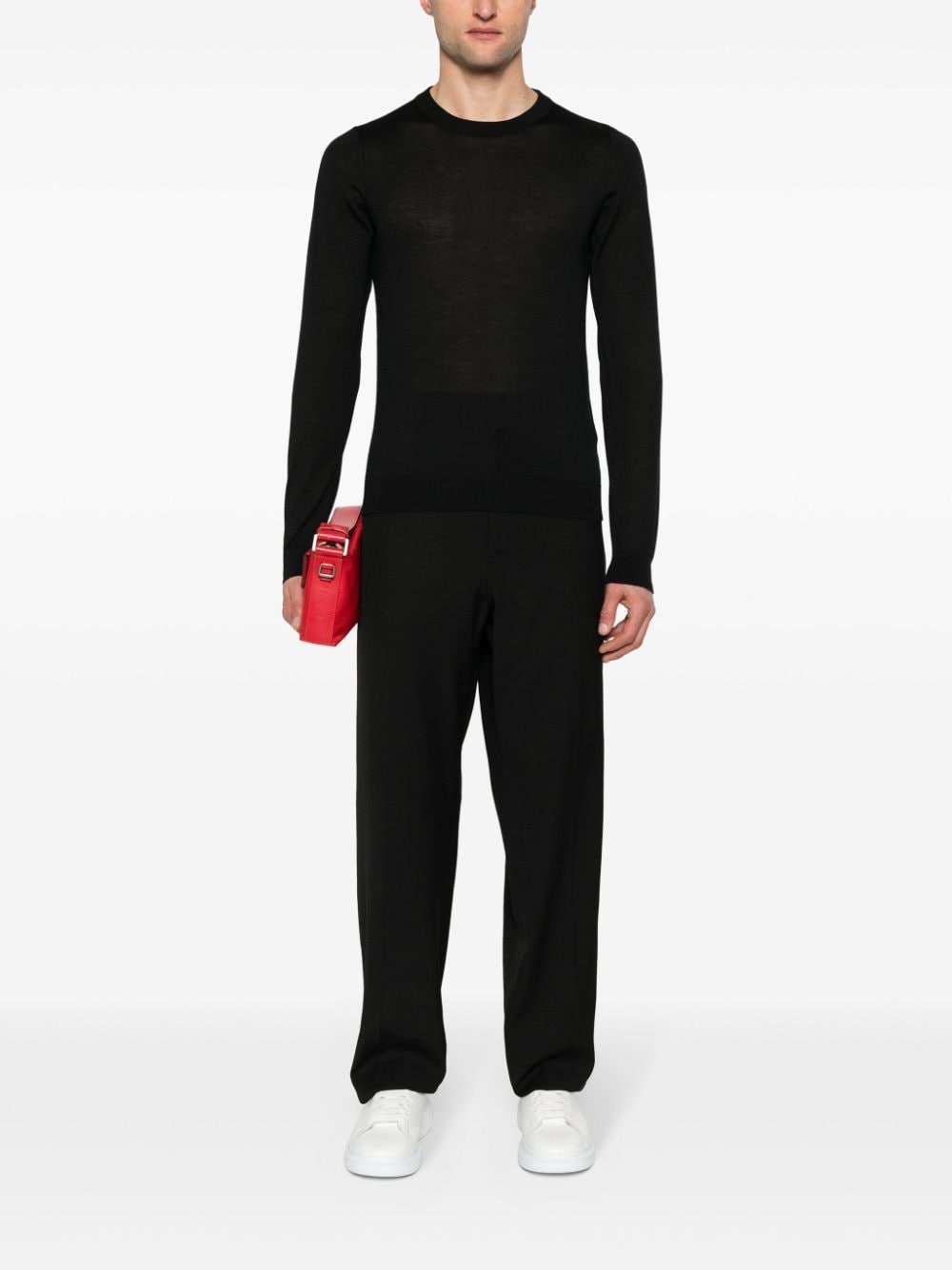 Shop Valentino Fine-knit Cashmere-silk Jumper In Black