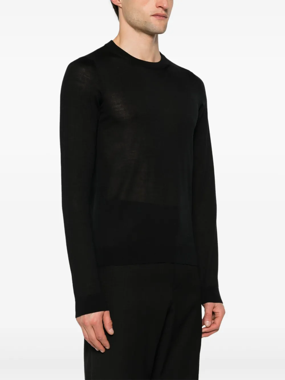 Shop Valentino Fine-knit Cashmere-silk Jumper In Black