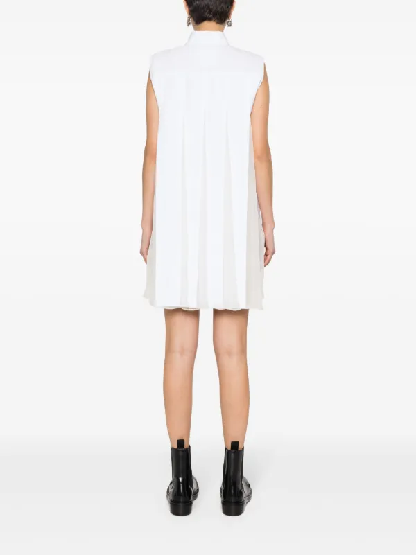 Sacai Pleated Mini Dress | White | FARFETCH UK