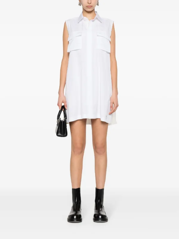 ワンピース Sacai White Cotton Mini Dress Sacai pleat-detail Cotton Minidress | White | FARFETCH RO