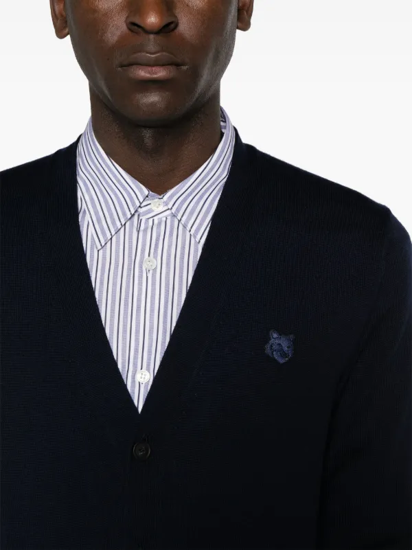 Maison Kitsuné Chillax Fox Wool Cardigan | Blue | FARFETCH
