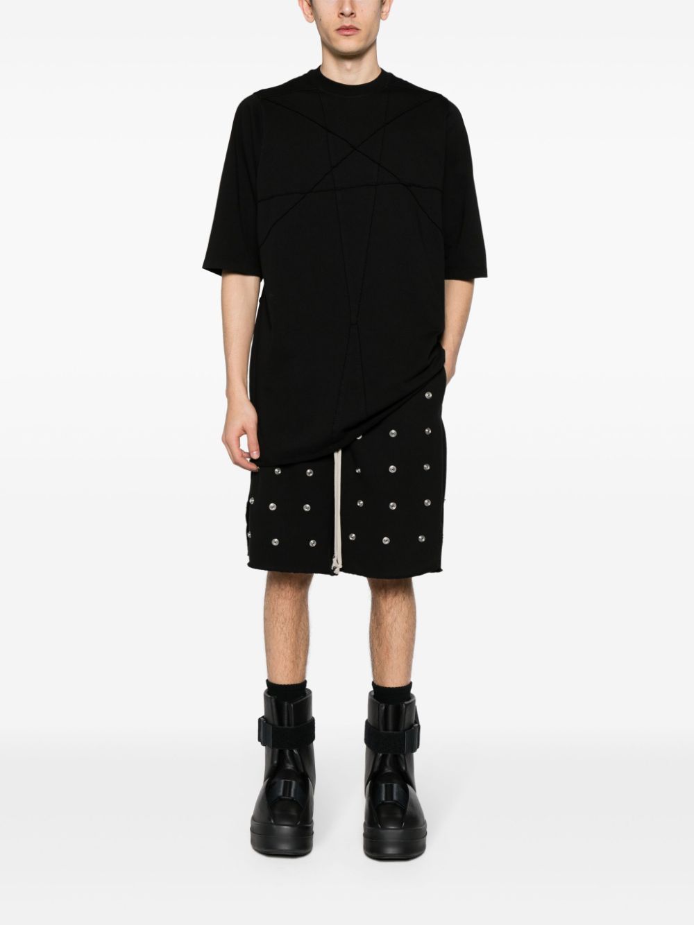 Shop Rick Owens Drkshdw Panelled Cotton T-shirt In Black