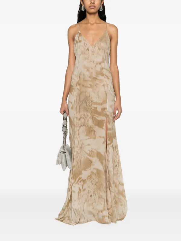 Blumarine tie-dye Crepe Maxi Dress | Neutrals | FARFETCH RO