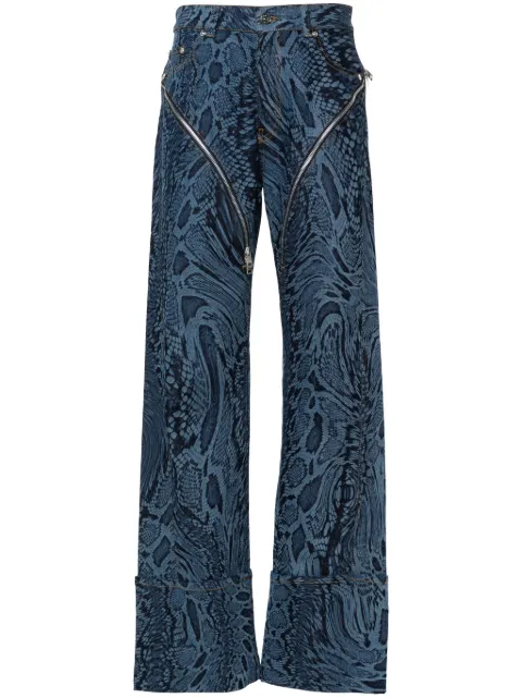Mugler snakeskin-print straight jeans