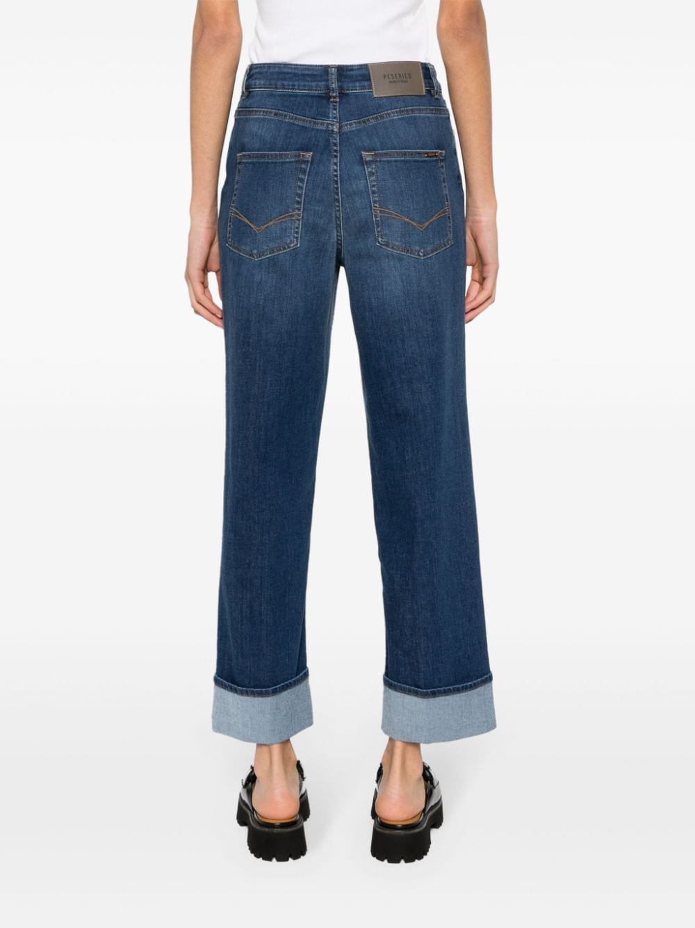 Shop Peserico High-rise Straight-leg Jeans In Blue