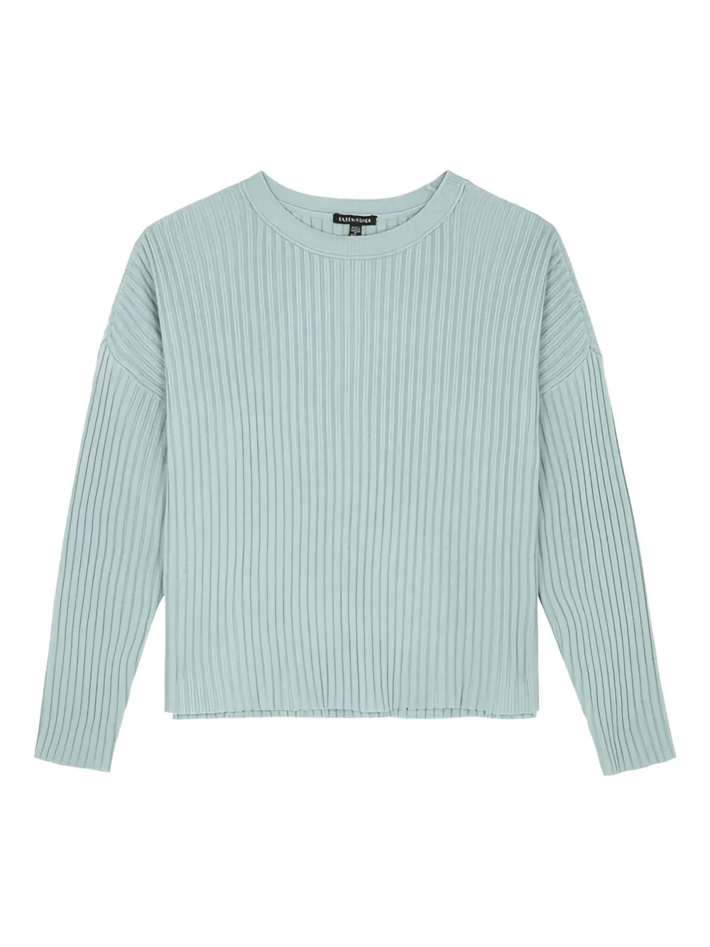 Eileen Fisher Ribbed Crewneck Cotton-cashmere Sweater In Blue