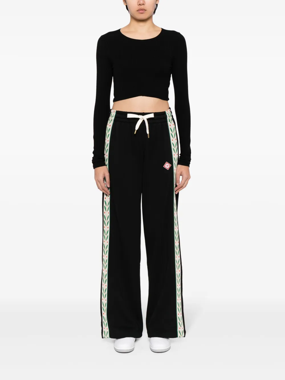 Casablanca laurel-tape cotton track pants - Zwart