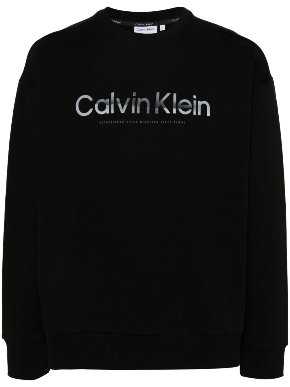 Calvin Klein Logo印花棉卫衣 In Black