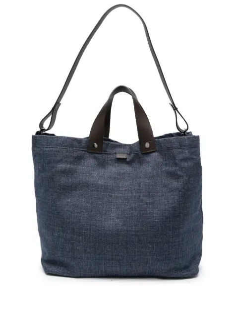 Canali logo-patch denim holdall