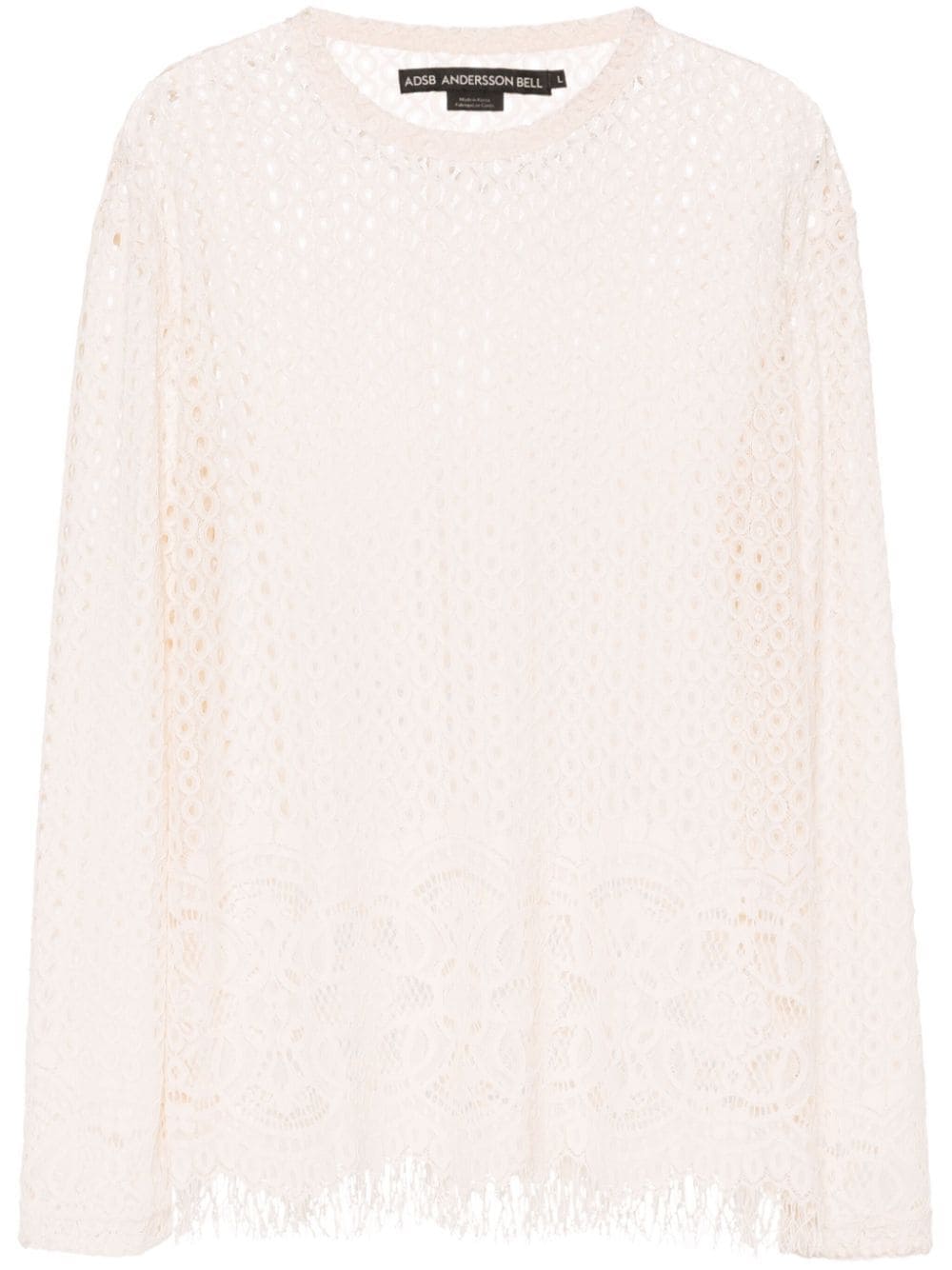 Shop Andersson Bell Lace Long-sleeve T-shirt In Neutrals