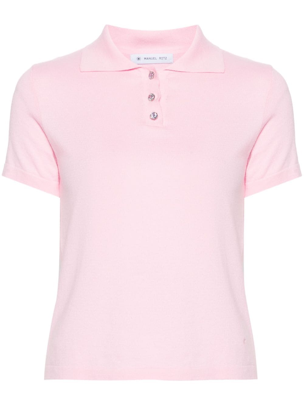Manuel Ritz Knitted Cotton Polo Top In Pink